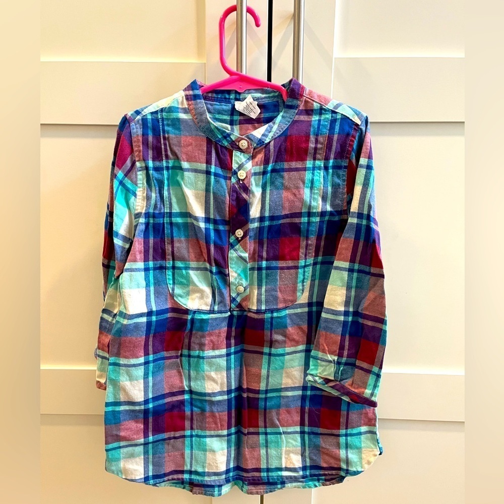 J. Crew crewcuts plaid flannel tunic shirt size 8 - Picture 1 of 7